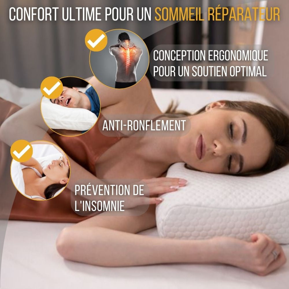 Oreiller Ergonomique Cervical Elviros En Mousse à Mémoire De Forme - Anti-ronflement Gris