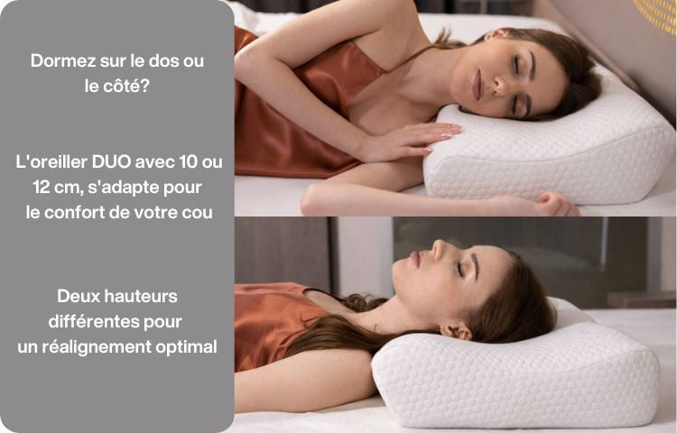 Oreiller Cervical Ergonomique + 1 Taie Bambou Incluse | DUO PREMIUM