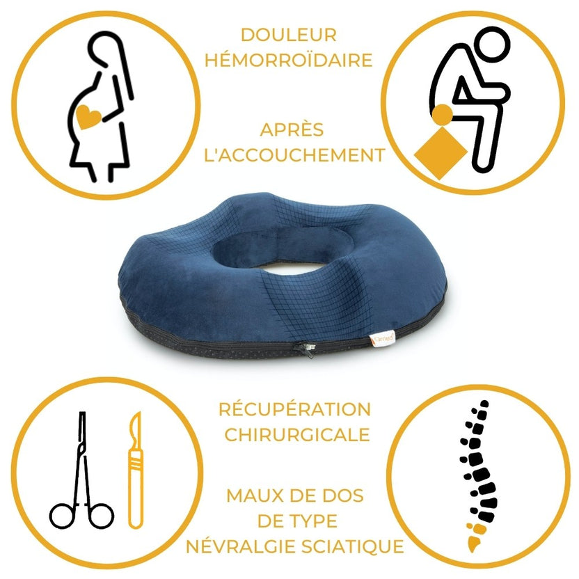 Coussin en forme de donut, coussin pour soulager la douleur du coccyx et les hémorroïdes, coussin de siège en forme de donut pour le coccyx, la