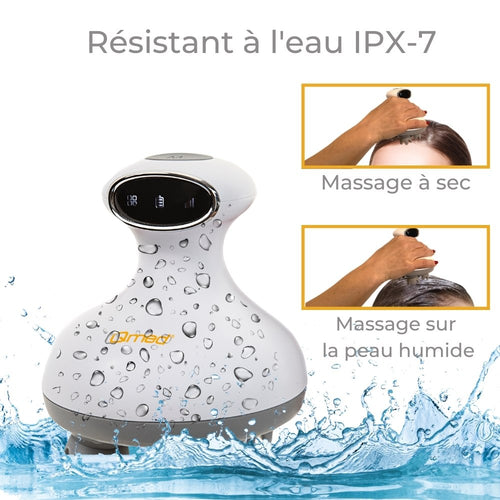 appareil de massage de la tete a sec et sur la peau humide